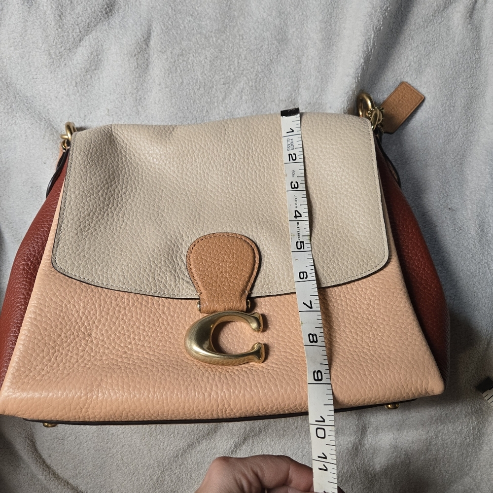 Coach May Shoulder Bag 4613 Colorblock Pebble Leather Mint Condition Ivory Blush - Picture 7 of 9
